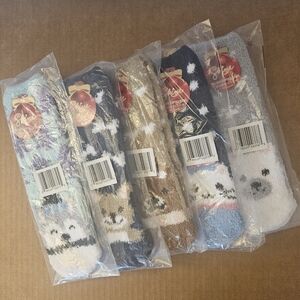 Animal Fuzzy Socks Collection Five Pairs